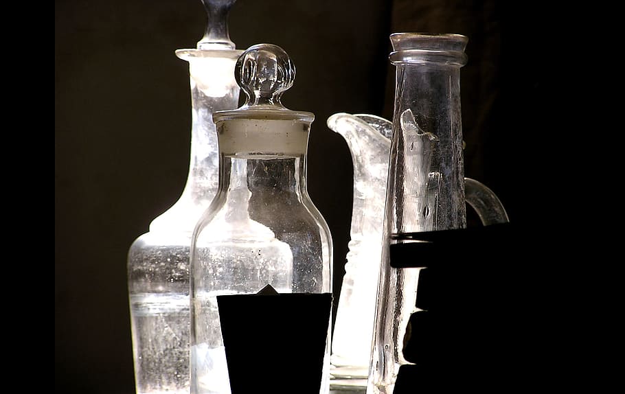 Light, Glass, Bottles, flacons, mirroring, reflexes, shadow HD wallpaper