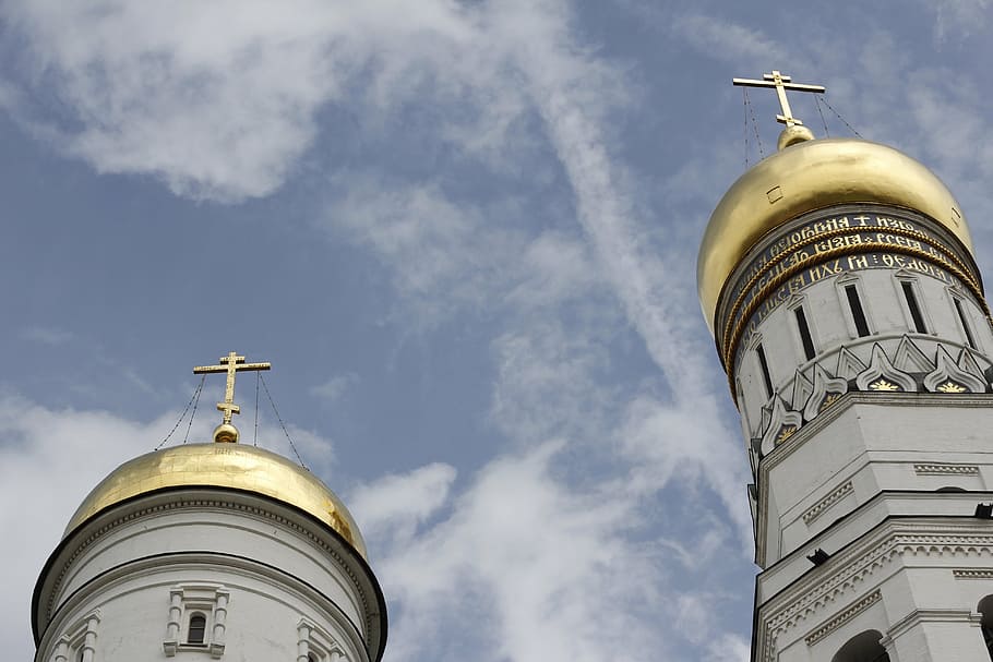 church, golden, dome, russia, moscow, orthodox, russian orthodox church, HD wallpaper