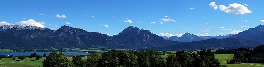 panorama royal angle, lake forggensee, infant, allgäu alps