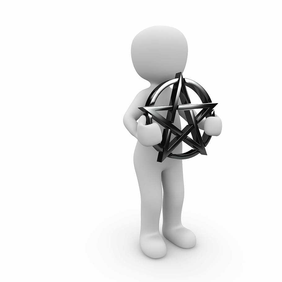 white human standing while holding star, pentacle, symbol, characters HD wallpaper