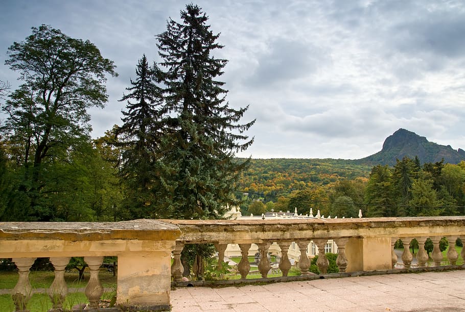 landscape, park, mountain, rock, trees, autumn, bílina, czech republic HD wallpaper