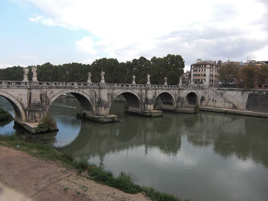 rome, italy, tiber, river, fiume tevere, bridge, connection
