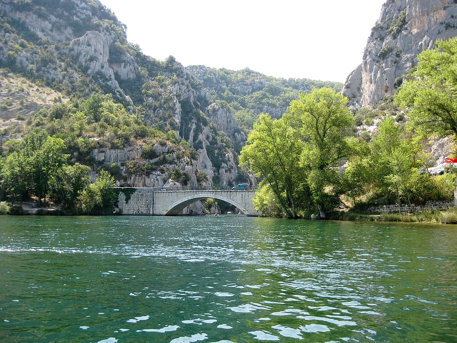 mountain, landscape, nature, gorges, summer, var, france, water HD wallpaper