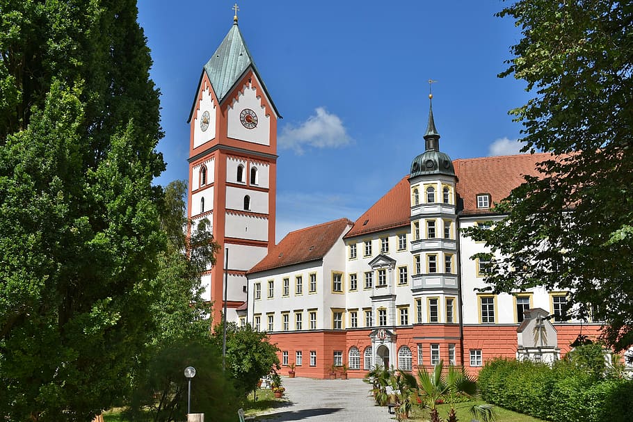 palace beside trees, monastery, scheyern, benedictine, benedictine monastery HD wallpaper