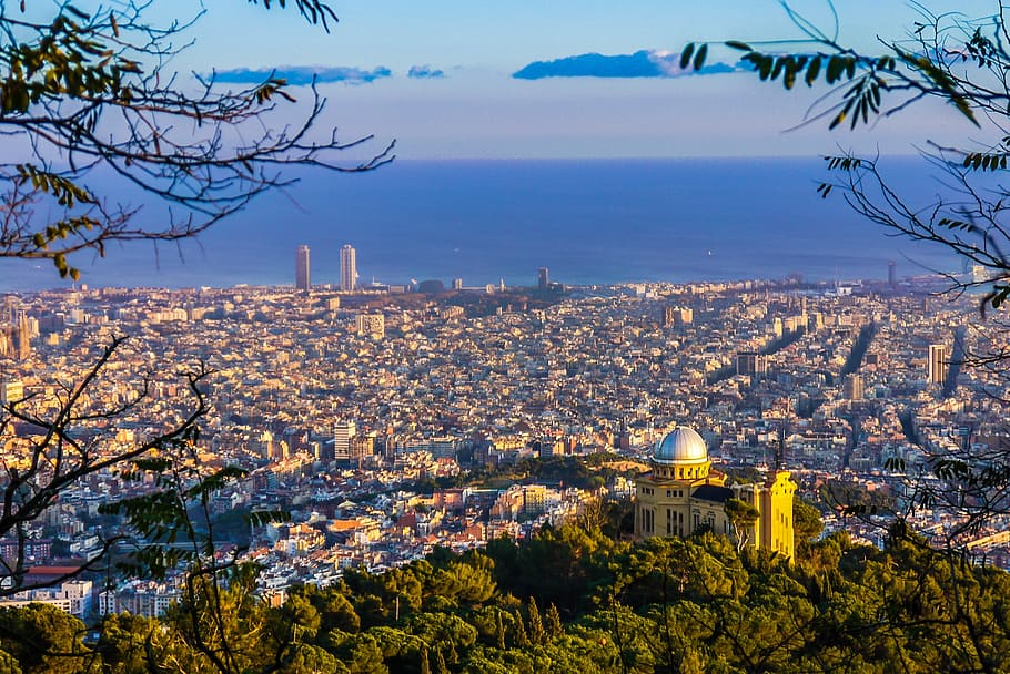 City view during daytime, barcelona, views, catalonia, cities, HD wallpaper