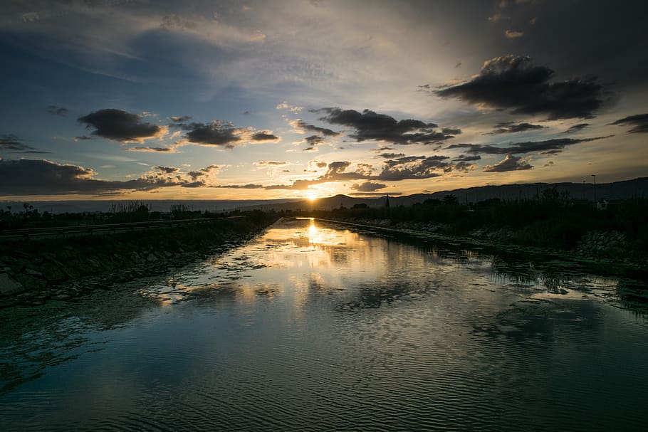 sunset, nature, sky, cloud - sky, water, reflection, scenics - nature HD wallpaper