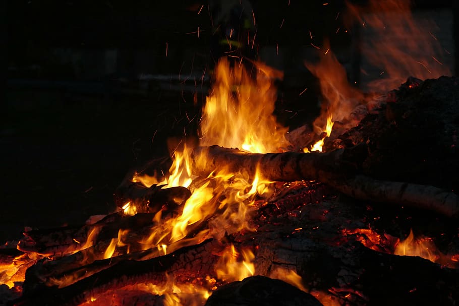 fire, night, dark, flame, black, burn, darkness, fire - Natural Phenomenon HD wallpaper