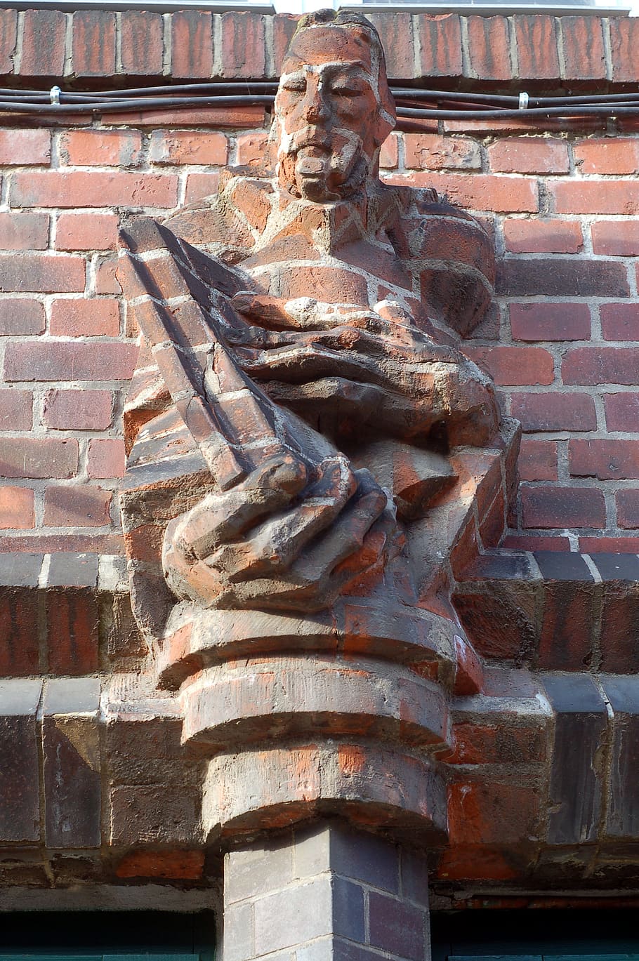 statue, column, brick, chinese, building, character, wall, city HD wallpaper