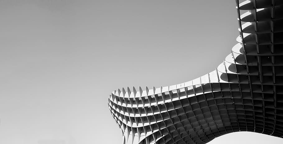 architectural photography of building, grayscale photography of building HD wallpaper