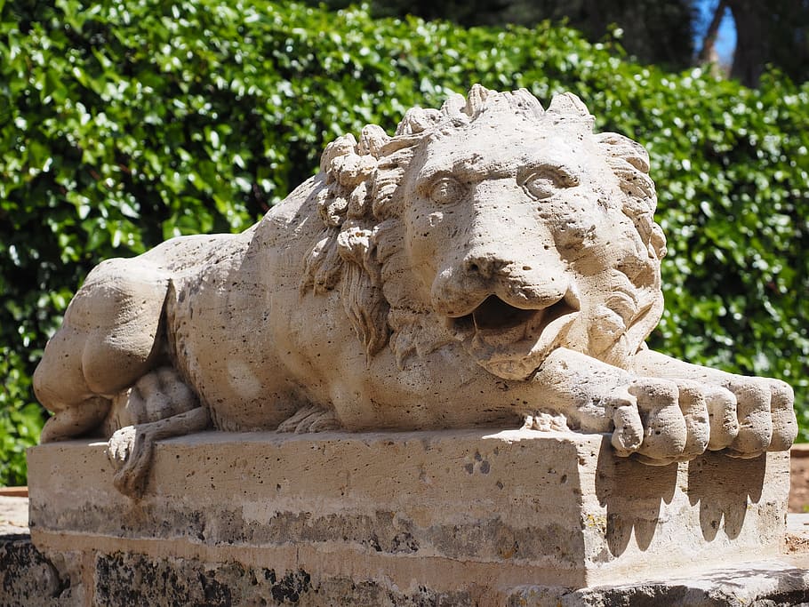 lion, predator, figure, concerns, relax, rest, sculpture, art and craft HD wallpaper