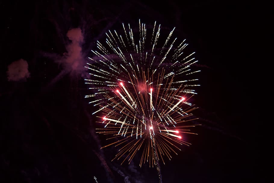 fireworks, celebration, explosion, flame, party, christmas HD wallpaper