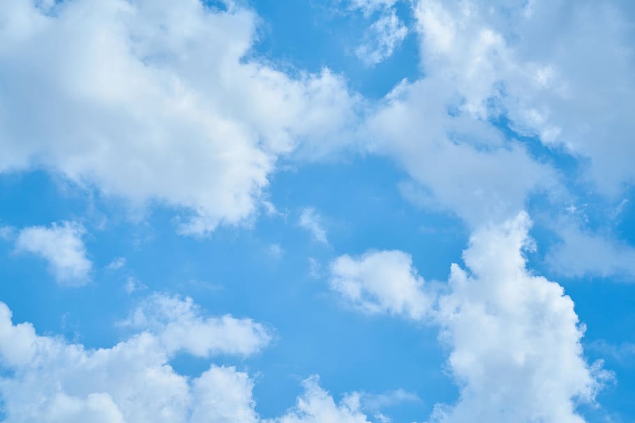 low angle photography of cumulus clouds, Nature, White, blue HD wallpaper