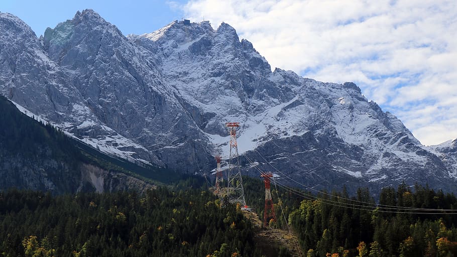 zugspitze, sunshine, mountains, alpine mountains, high mountain, HD wallpaper