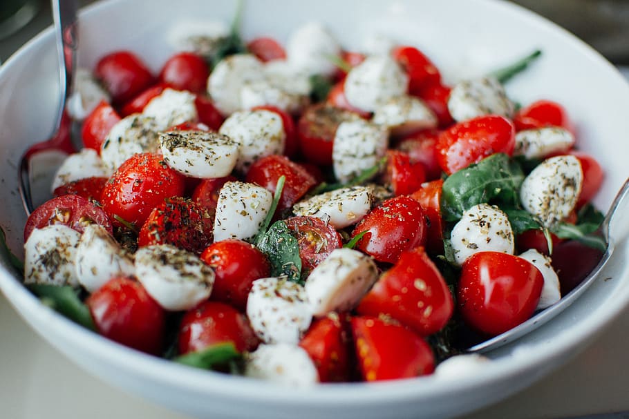 food, salad, healthy, tomatoes, cherry tomatoes, delicious, foodporn, HD wallpaper