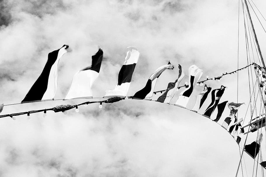 flags, wind, sailing boat, mast, nautical, signal, rigging HD wallpaper