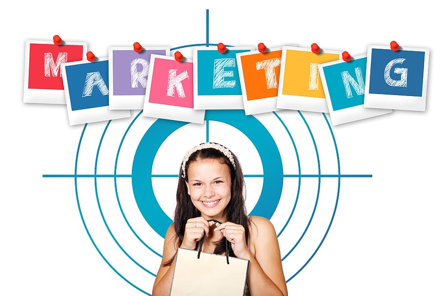 girl holding paper bag marketing illustration, Customer, Woman, HD wallpaper