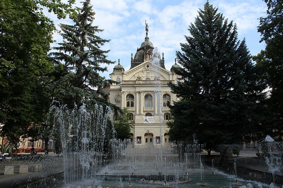 architecture, outdoors, city, tree, travel, theatre, slovakia HD wallpaper