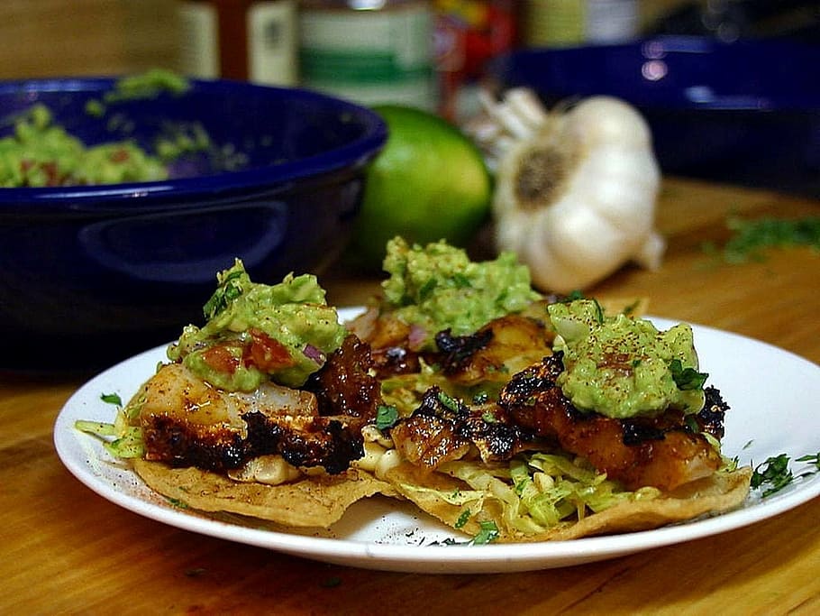 guac, slaw, corn, cod, marinated, anch, chips, homemade, drink HD wallpaper