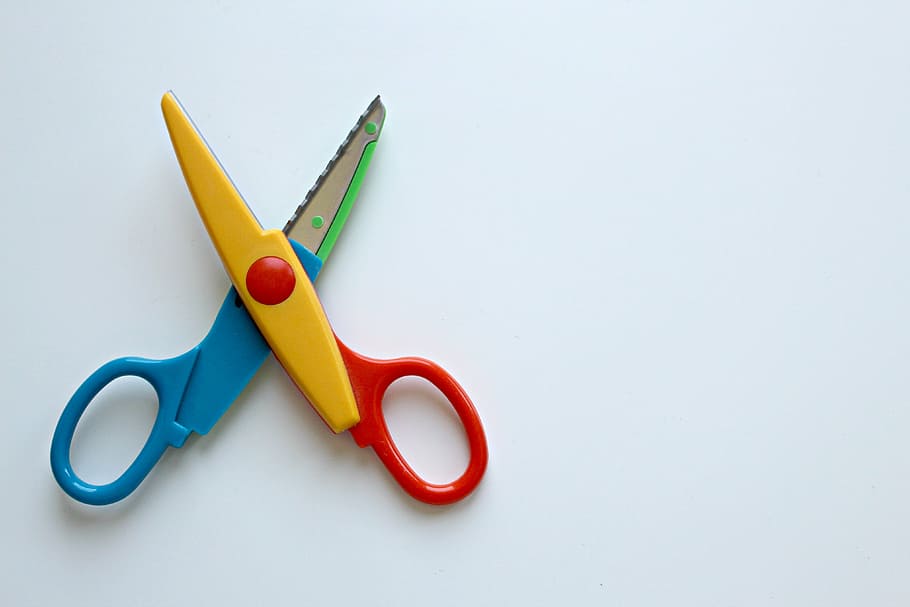 multicolored scissors, colorful scissors, tinker, hobby, macro, HD wallpaper