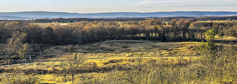nature, panoramic, landscape, sky, panorama, gettysburg, battlefield