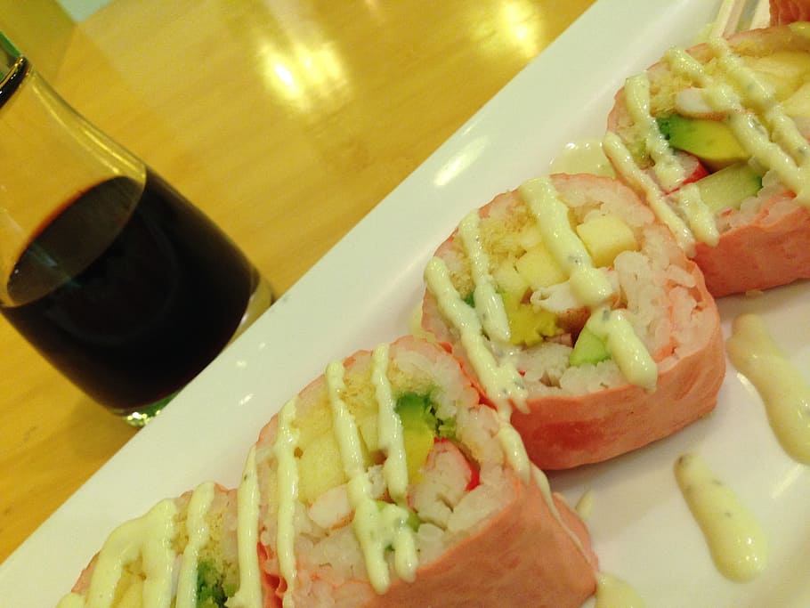 sushi, dinner, fish, rice, healthy, diet, food and drink, healthy eating HD wallpaper