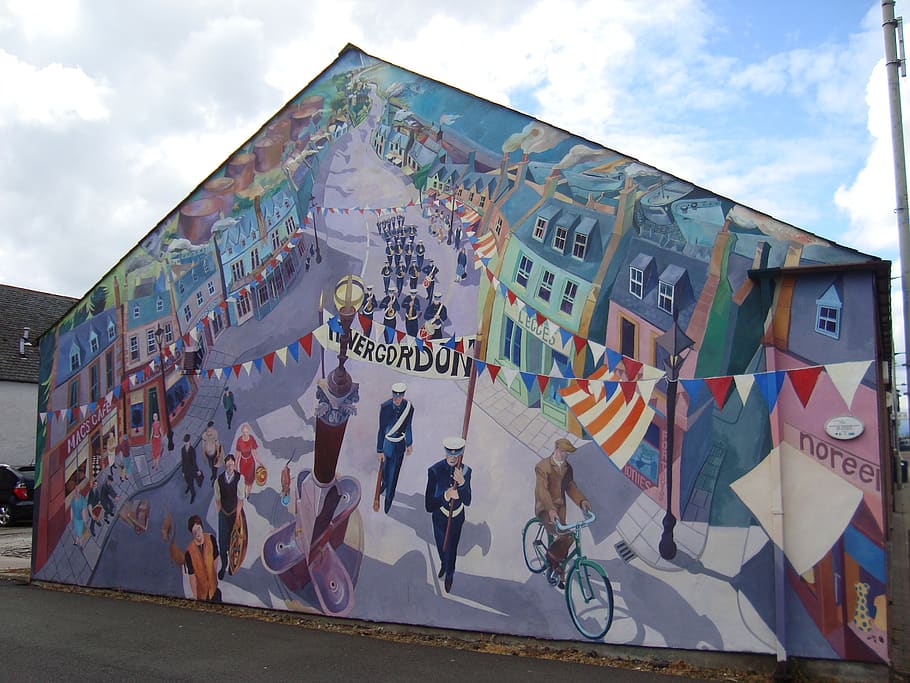 wall, graffiti, house, multi colored, cloud - sky, art and craft HD wallpaper