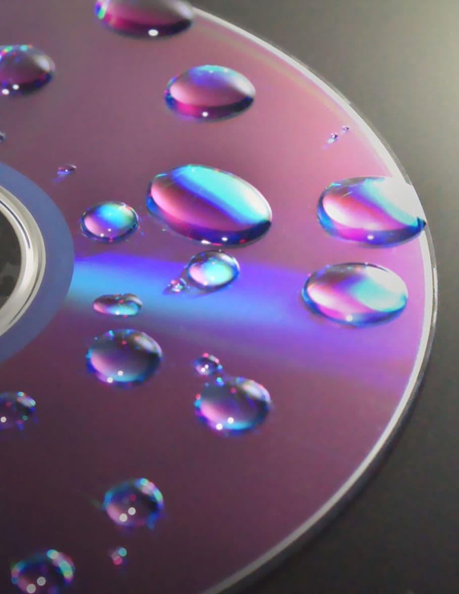 Dvd, Cd, Disc, Disk, Drop, Water, droplets, wet, data, shiny HD wallpaper