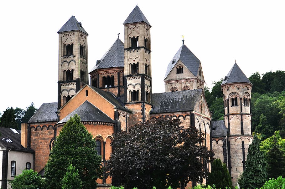 benedictine abbey of maria laach, eifel, monastery, architecture, HD wallpaper