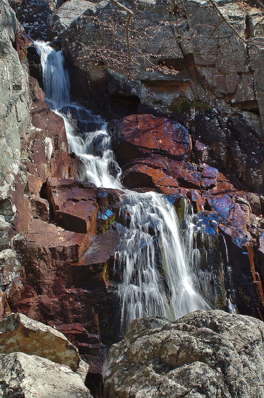 waterfall, nature, landscape, river, rock, stone, scene, natural HD wallpaper