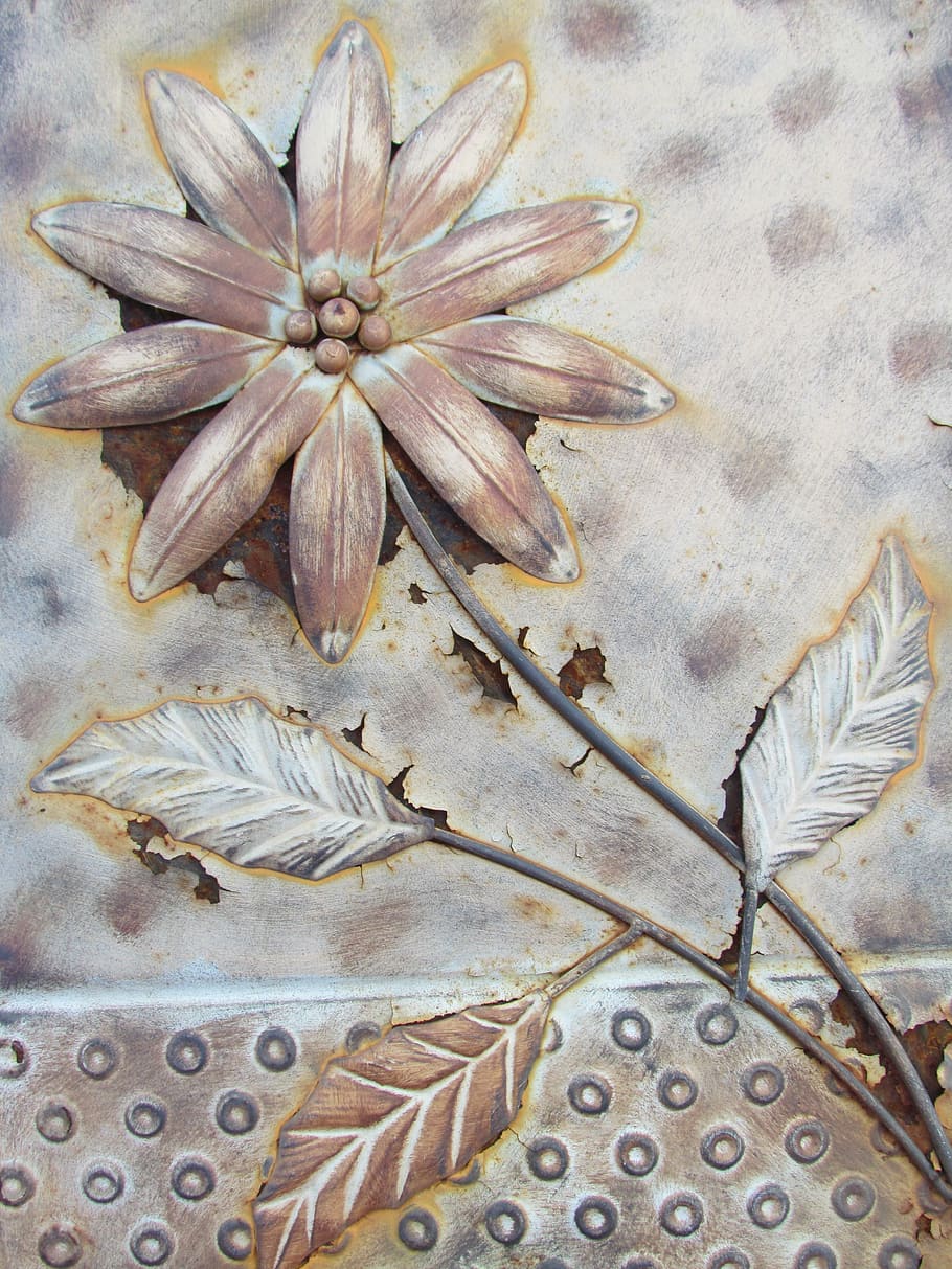 metal, design, rusty, pattern, texture, outside, rough, decorative HD wallpaper