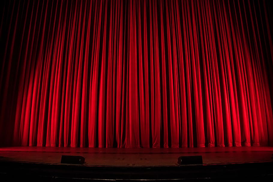 Before the Show, red stage curtain, theatre, production, stage - performance space, HD wallpaper