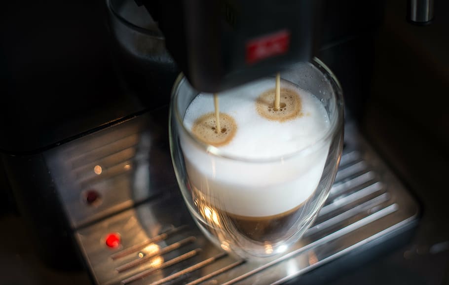 preparing, latte, coffee, milk, breakfast, calcium, creamy HD wallpaper