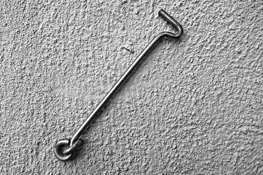 door hook, link, attachment, hold, fasten, metal hook, wall, HD wallpaper