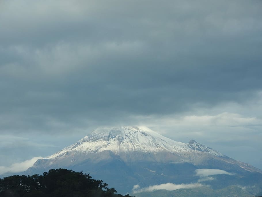 Volcano, Sky, Blue, Blue, Sun, Nature, landscape, clouds, mountain HD wallpaper