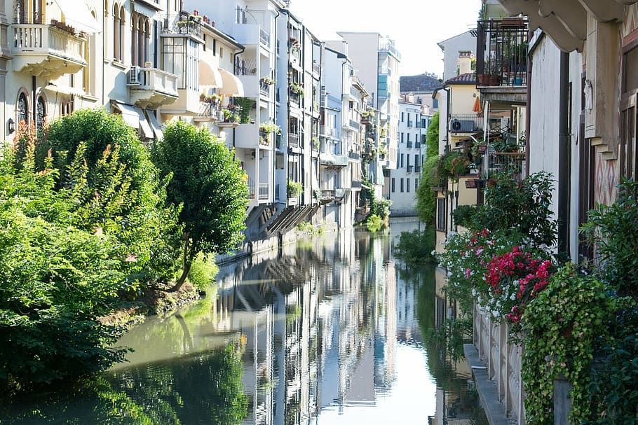 river surrounded by concrete houses during daytime, italy, padova, HD wallpaper