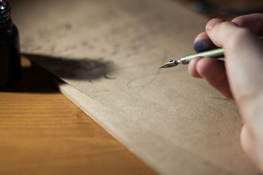 blur, calligraphy, composition, desk, document, fountain pen HD wallpaper
