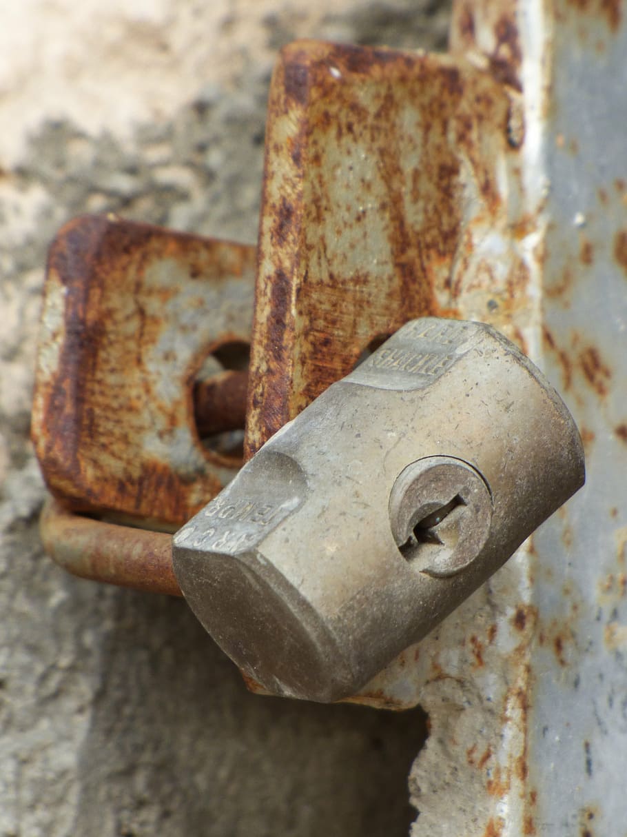 padlock, close, old, rusty, closed, forbidden, metal, door HD wallpaper