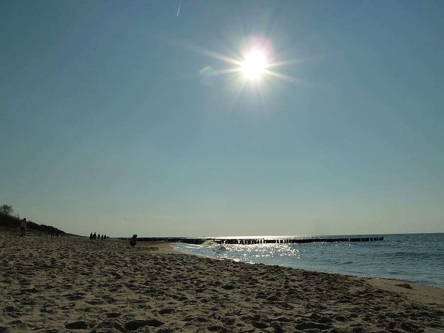 sunlight, sea, beach, mood, back light, nature, sky, coastline HD wallpaper