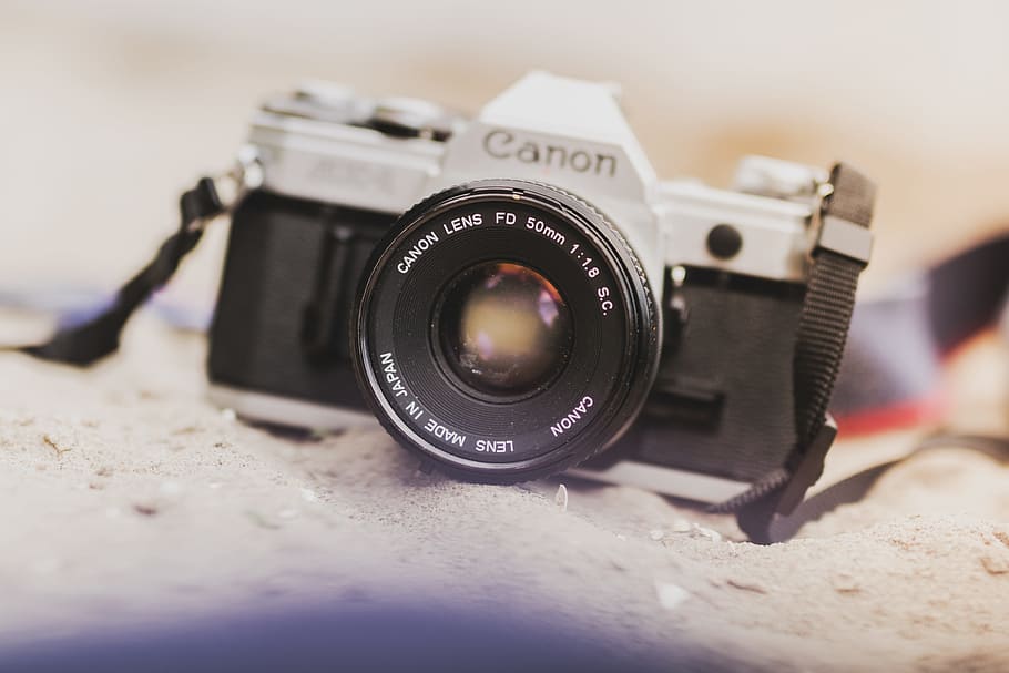 camera, analogue, antique, aperture, beach, canon, classic HD wallpaper