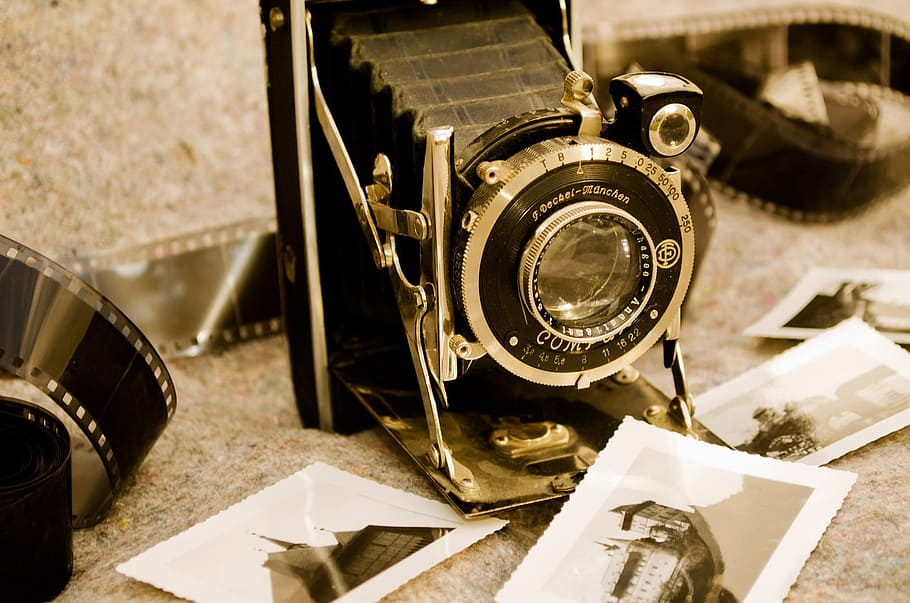 black and gray folding camera, photography, photographer, business, HD wallpaper