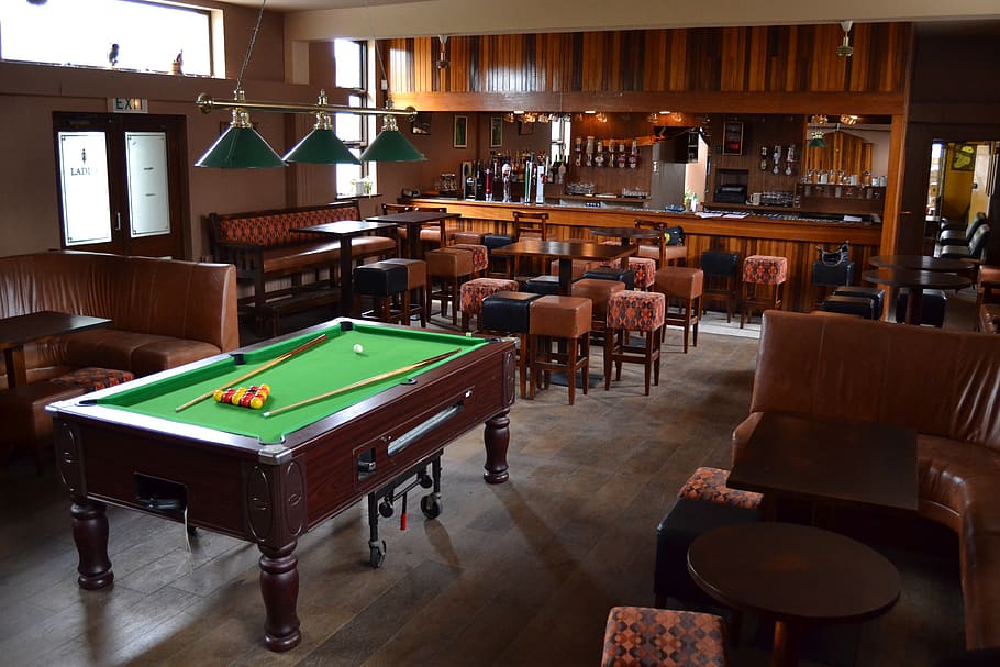 pub, pool table, entertainment, bar, indoors, seat, bar - drink establishment, HD wallpaper