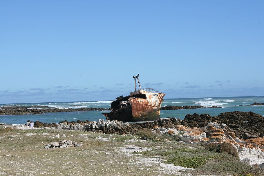 beach, sky, nature, shipwreck, sea, summer, shore, tourism HD wallpaper