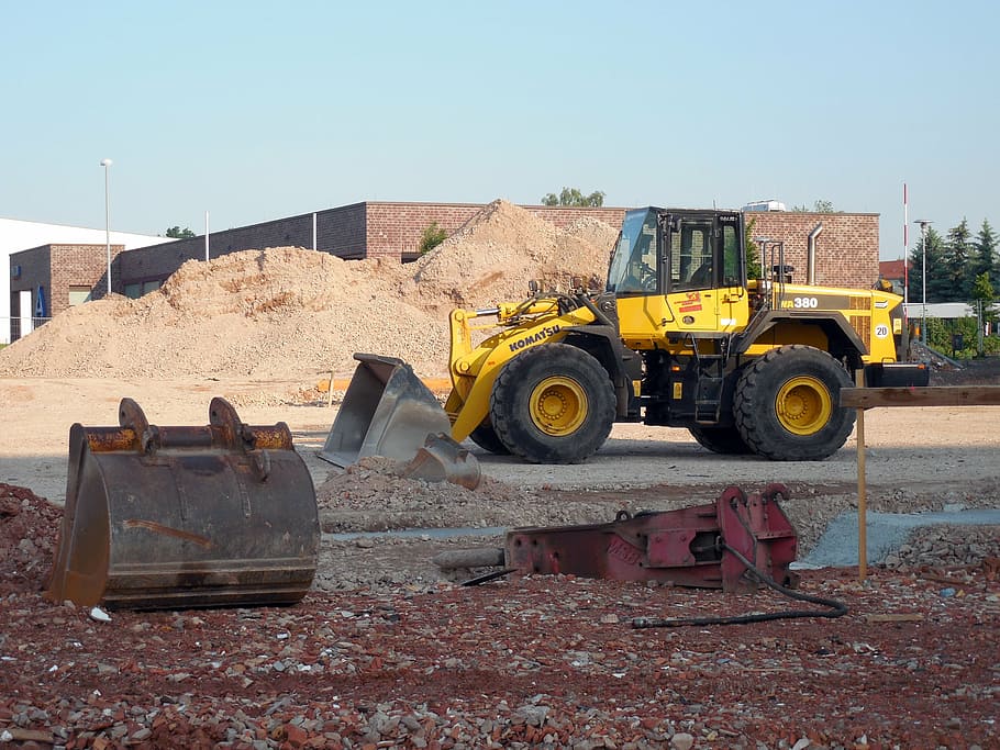 excavators, construction vehicle, site, work, construction work HD wallpaper