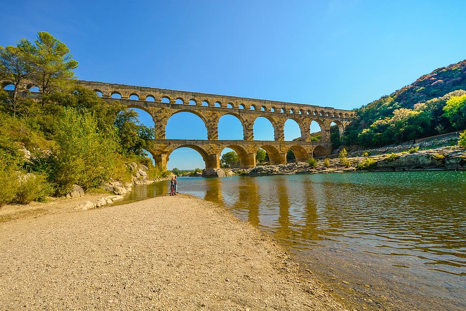 Pont Du Gard, Bridge, Roman, Provence, france, aqueduct, travel, HD wallpaper