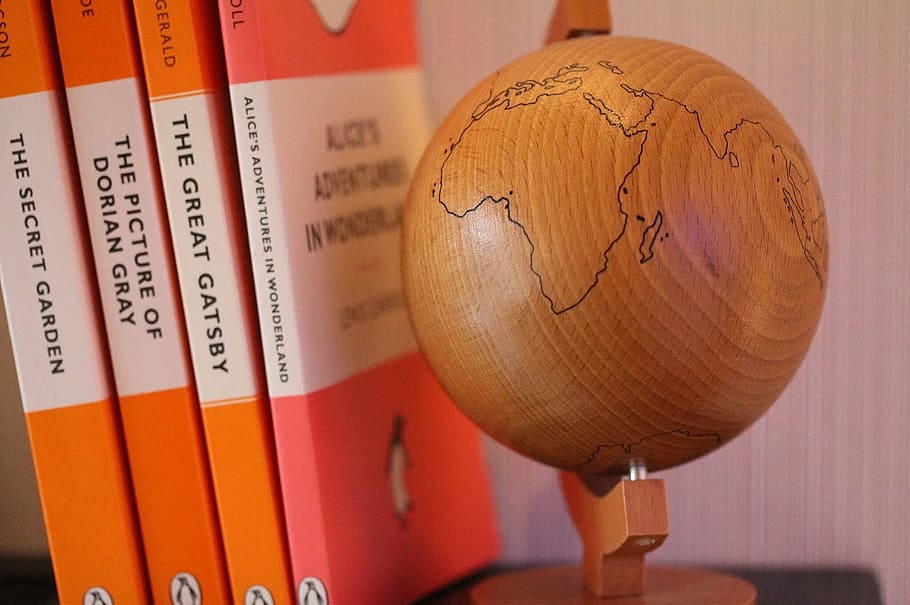 globe, travel, book, no people, wood - material, close-up, number HD wallpaper