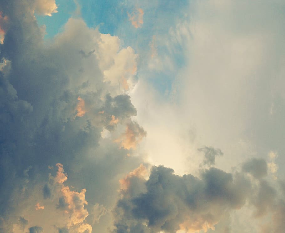 white clouds and blue sky, outdoors, scenic, tranquil, weather HD wallpaper