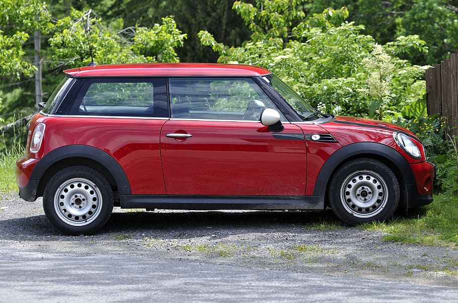 Auto, Vehicle, Side View, mini, red, pkw, bmw, car, transportation HD wallpaper