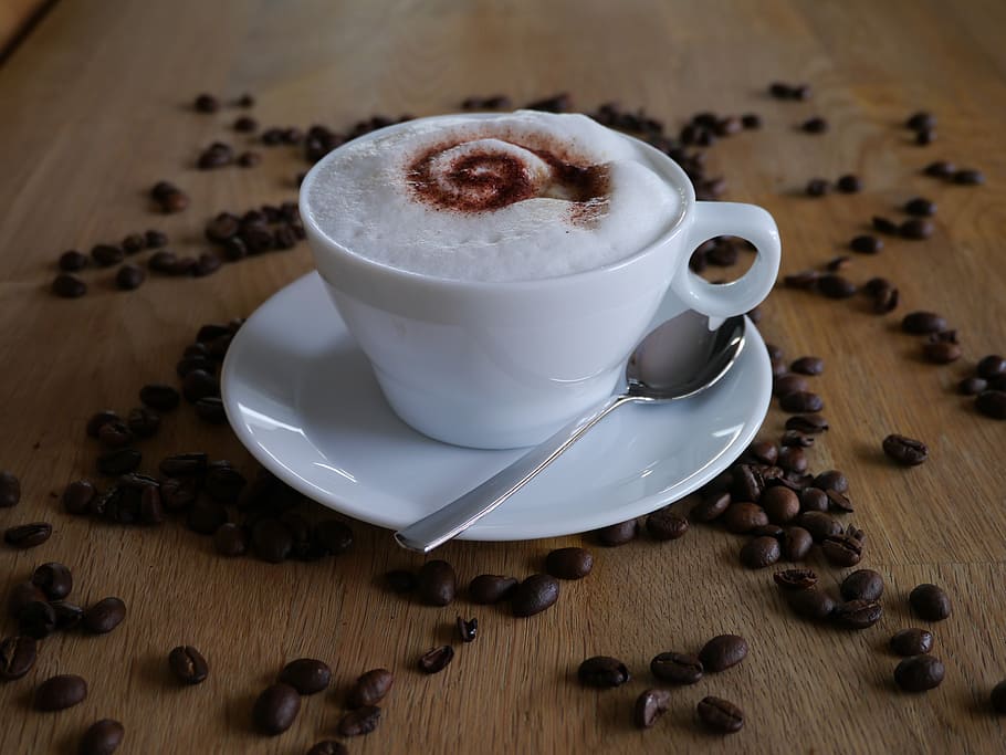 coffee, cup, cappuccino, drink, cafe, caffeine, benefit from HD wallpaper