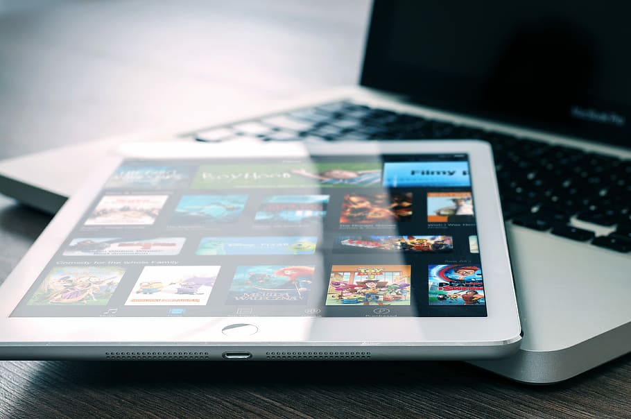 silver iPad on top of MacBook Pro, apple, technology, laptop, HD wallpaper