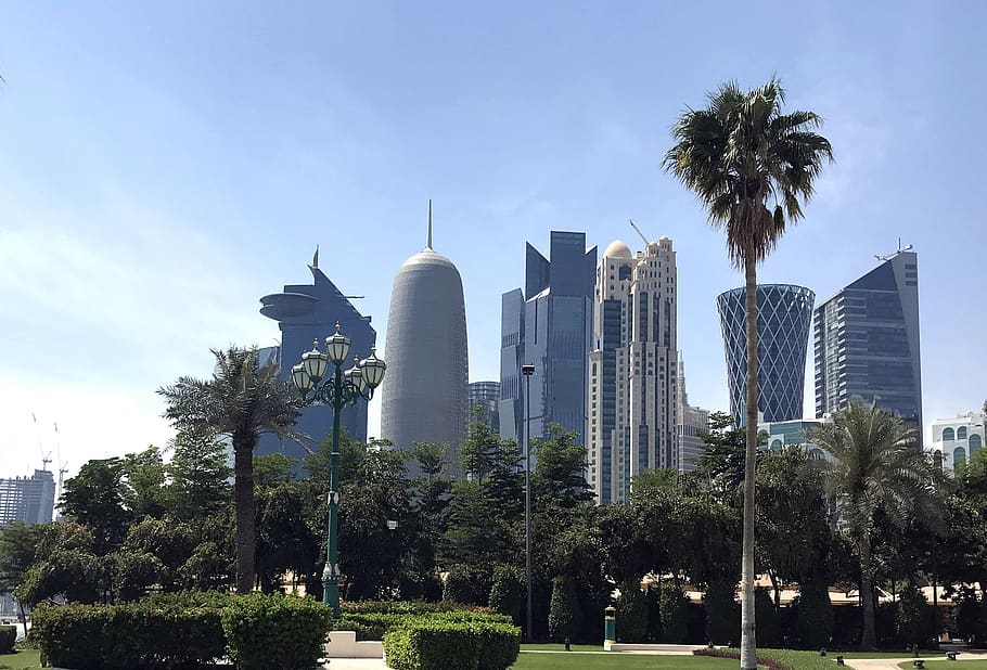 doha, skyline, qatar, skyscrapers, modern, middle, arabic, gulf